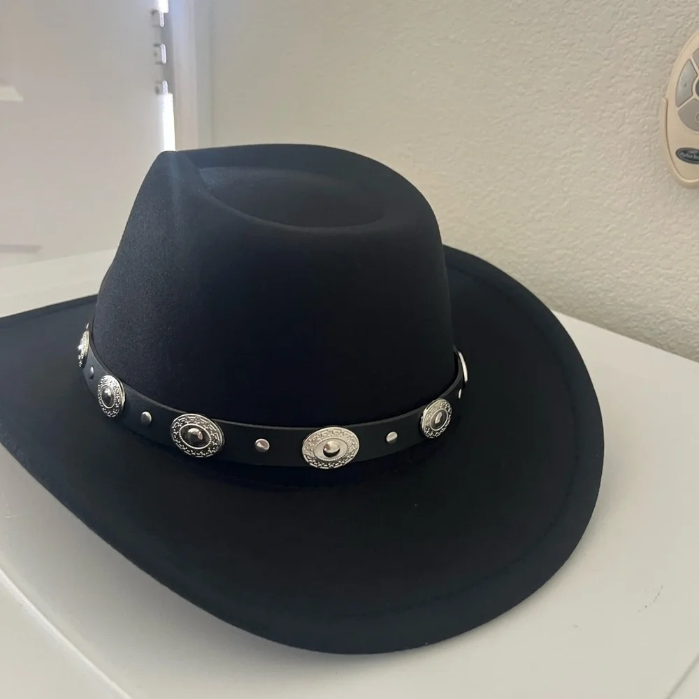Black Cowboy Hat with Silver Accents - Picture 3 of 3